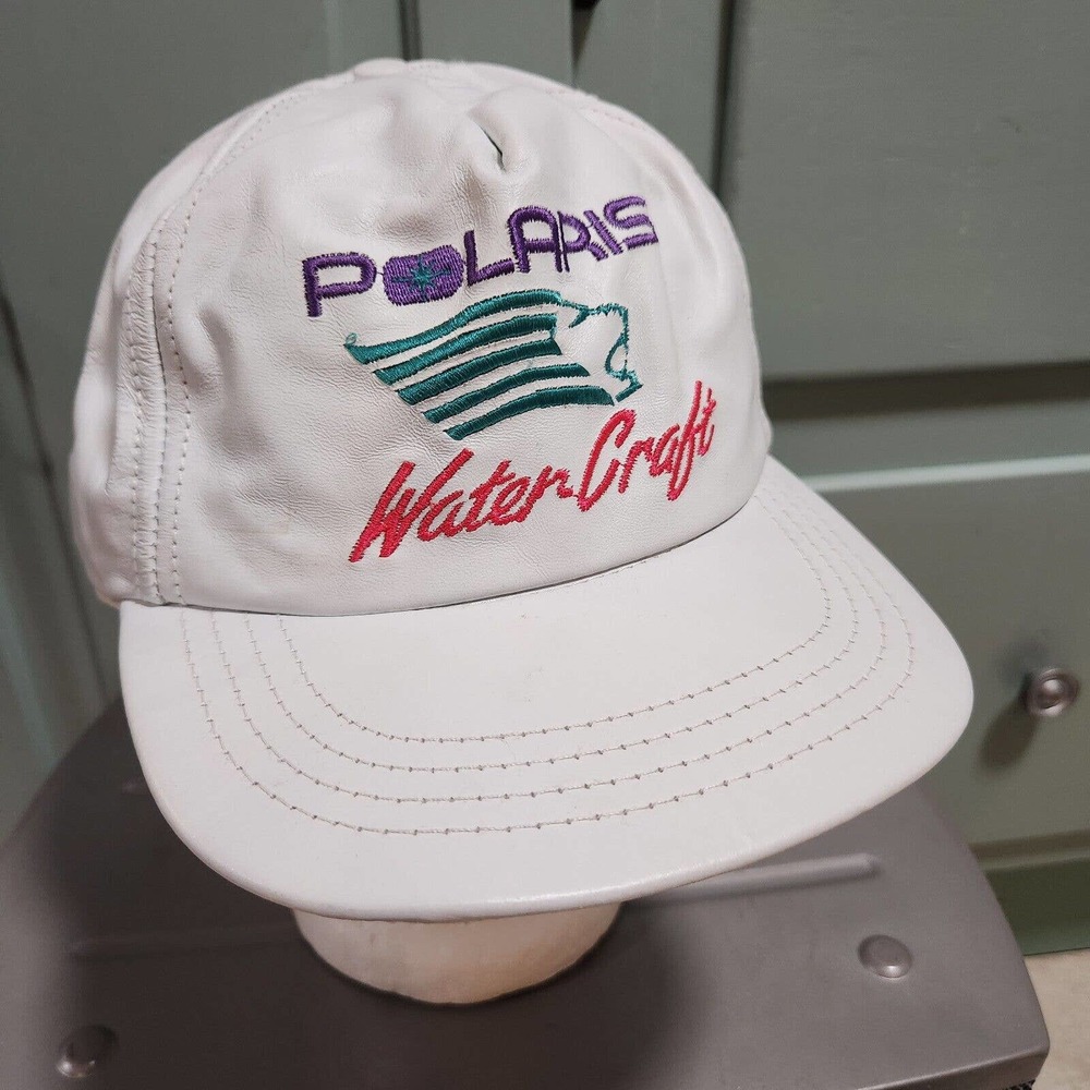 VTG‎ Polaris WaterCraft Water Craft Leather Adjustable Strapback Hat Cap